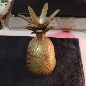 Vintage Brass Pineapple Canister, Decorative Accent